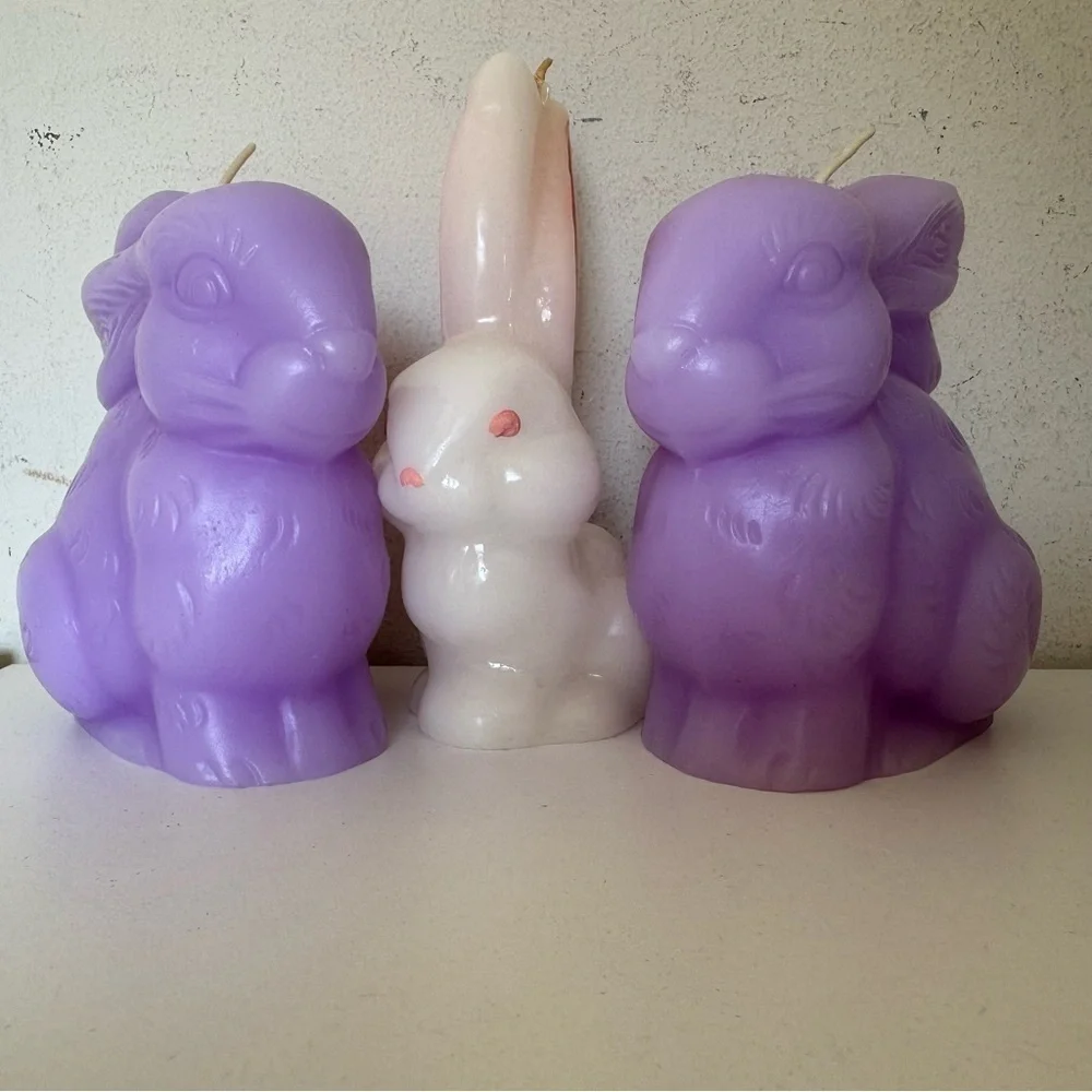Pier 1 Pastel Lavender Purple Easter Bunny Candles Set of 2